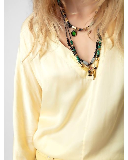 Zadig & Voltaire Natural Tonastir Satin-Finish Blouse
