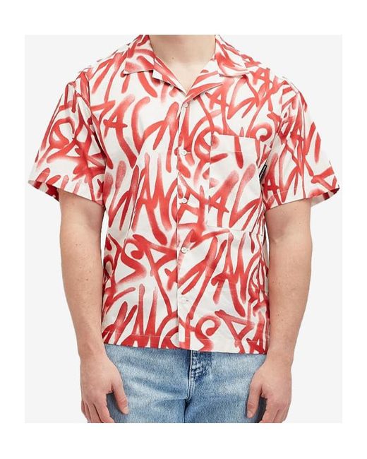 Palm Angels Red Graffiti-Detailed Short-Sleeved T-Shirt for men