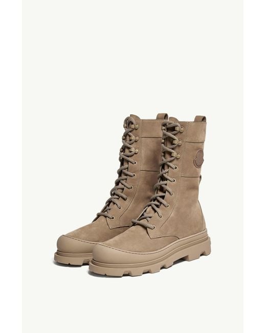 Moncler Brown Vera High Nubuck Lace-Up Boots