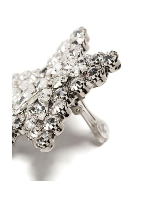 Alessandra Rich White Crystal Star Clip-On Earrings