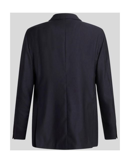 Etro Blue Pinstriped Double-Breasted Blazer for men
