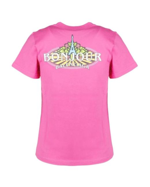 Balenciaga Pink Bonjour Logo T-Shirt