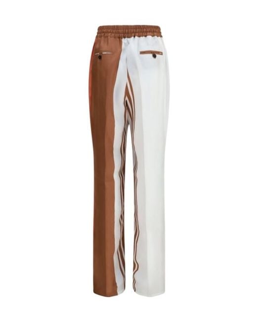 Kiton Brown Striped Drawstring Wide-Leg Pants