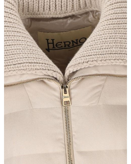 Herno Natural Long-Sleeved Zip-Up Padded Coat