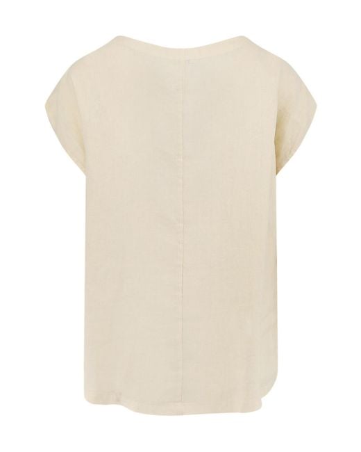 Aspesi Natural Lace-Up Short-Sleeve Top