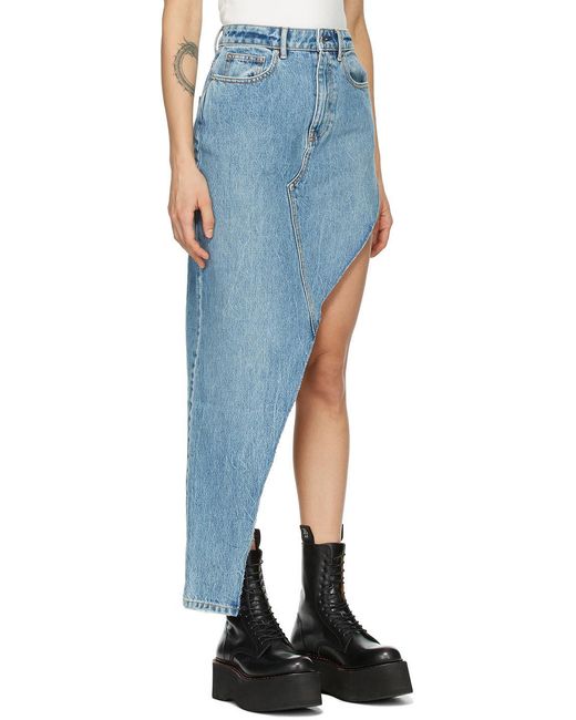 Alexander Wang Blue Asymmetric Denim Skirt