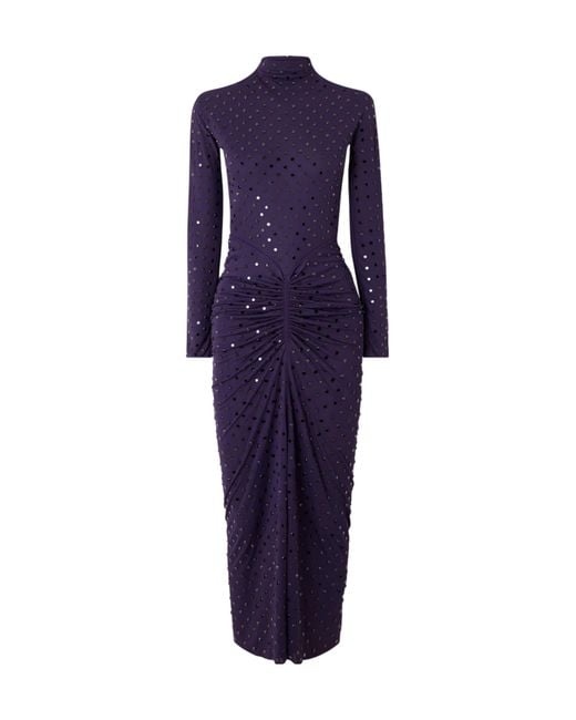 Alaïa Blue Crystal-Embellished Knitted Midi Dress
