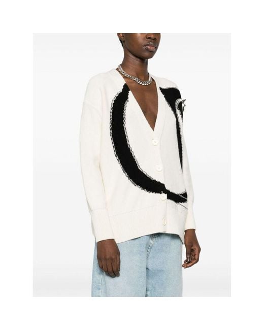 Off-White c/o Virgil Abloh Black Logo Detailed V-Neck Cardigan