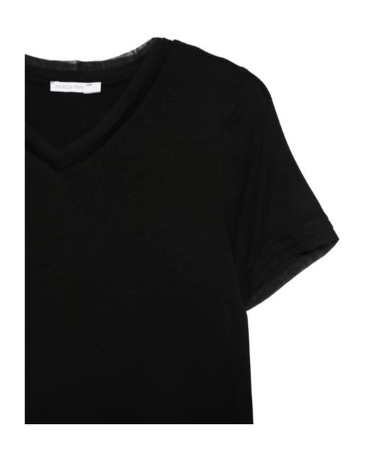Patrizia Pepe Black V-Neck Short-Sleeved T-Shirt