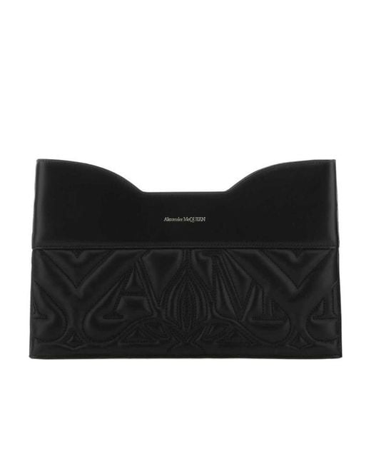 McQueen Black Quilted Clutch Bag