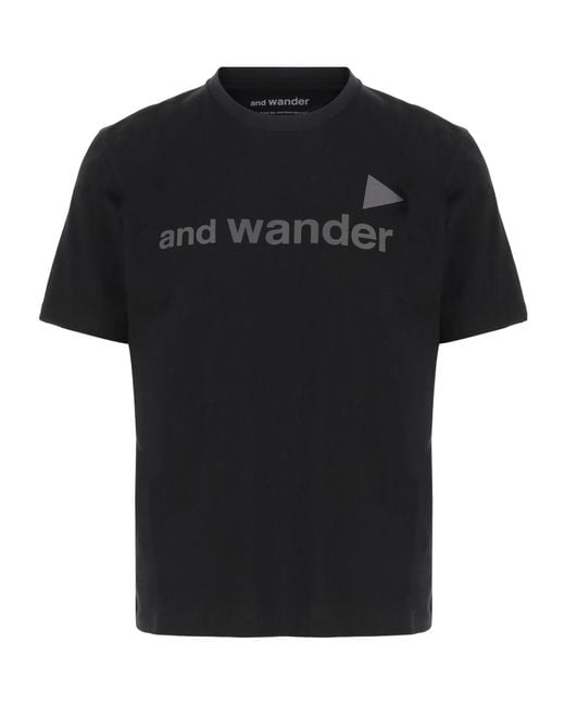 And Wander Black Logo Print T-Shirt for men