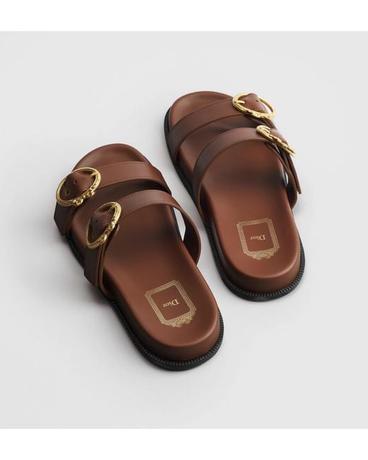 Dior Brown Open-Toe Round-Toe Slippers