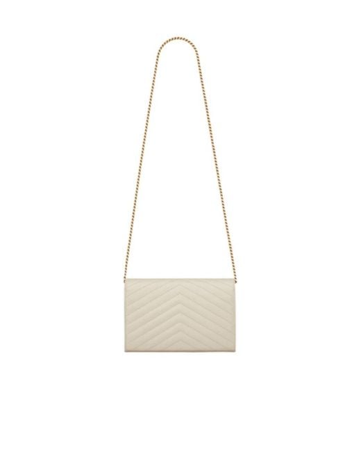 Saint Laurent White Classic Cassandre Chain Wallet