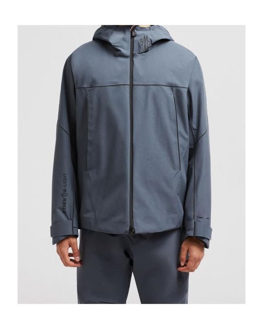 Moncler Blue Grenoble Logo Patch Hooded Jacket for men