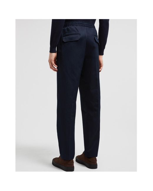 Moncler Blue Drawstring Crepe Jogging Trousers for men