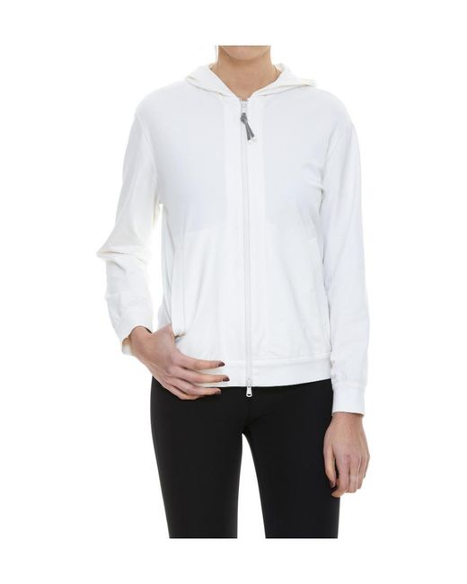 Brunello Cucinelli White Zipped Hooded Jacket