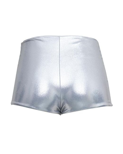 Saint Laurent Blue Laminated Knitted Mini Shorts