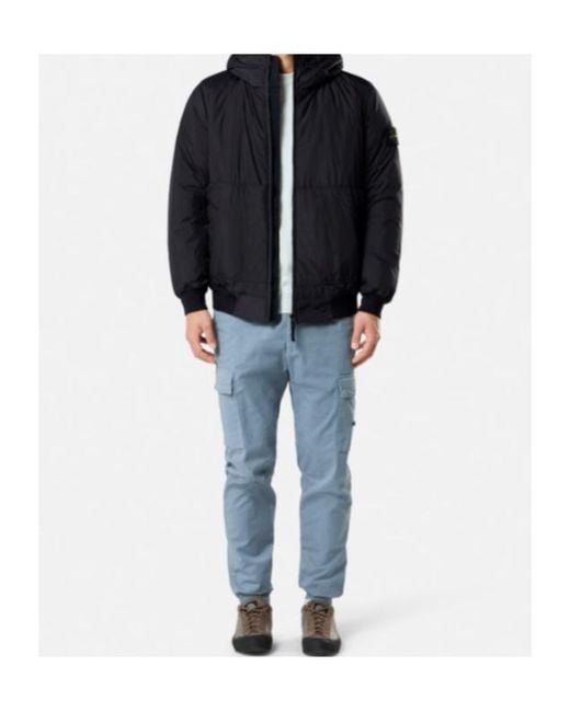 Stone Island Blue Logo Patch Hooded Jacket for men