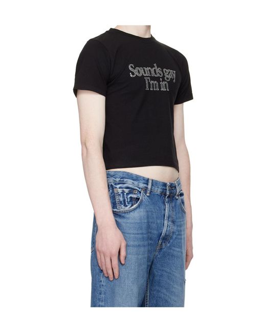 Carne Bollente Black Crew Neck Short-Sleeved T-Shirt for men
