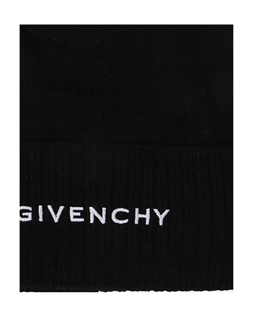 Givenchy Black Logo-Motif Knitted Beanie for men