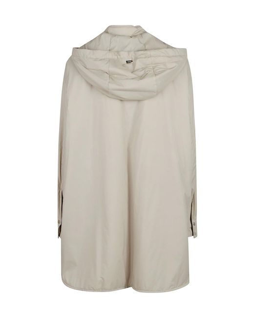 Herno Gray Long-Sleeved Hooded Coat