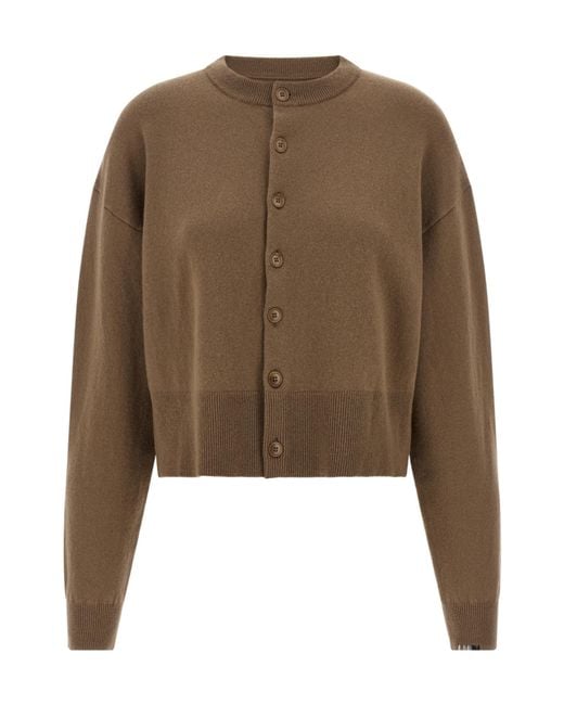Extreme Cashmere Brown Crew-Neck Cardigan