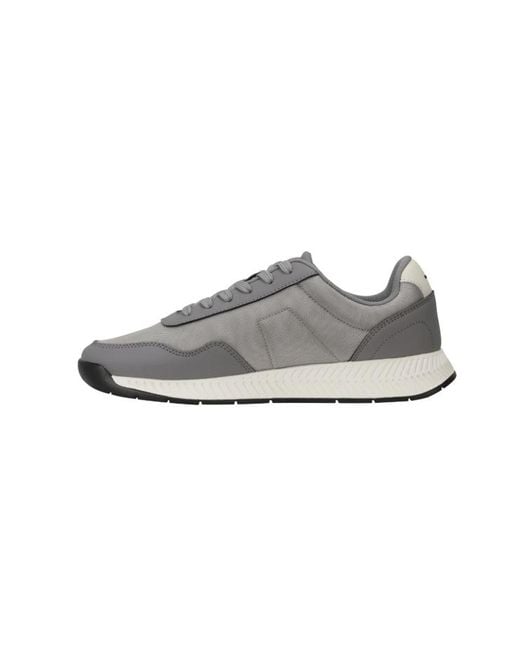 Boss Gray Round-Toe Low-Top Sneakers for men