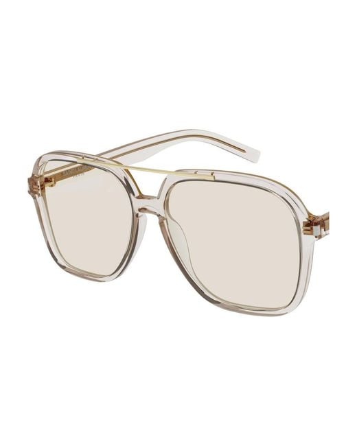 Saint Laurent White Aviator Frame Sunglasses