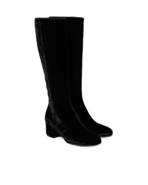Gianvito Rossi Black Velvet Knee-High Boots