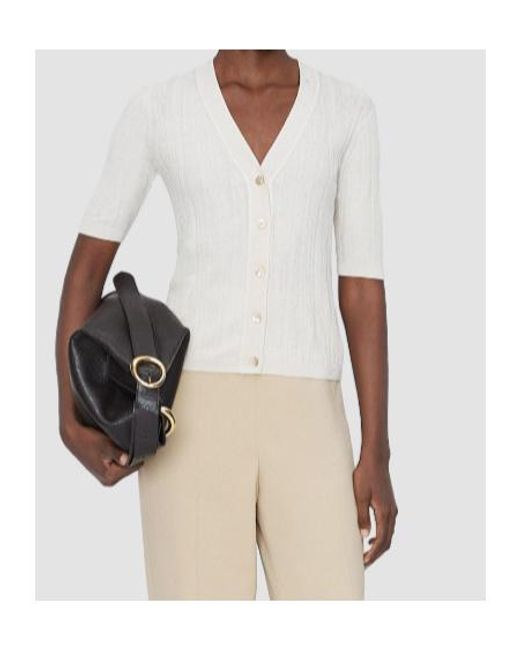 Joseph White V-Neck Short-Sleeve Cardigan