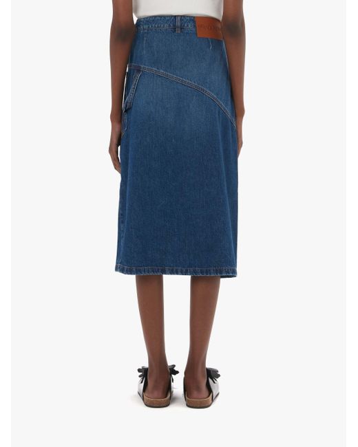 J.W. Anderson Blue Jw Anderson Logo Patch Twisted Midi Skirt