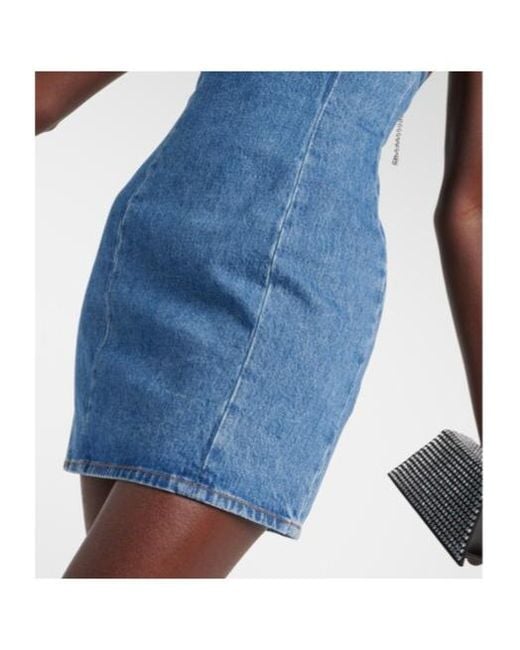 Area Blue Crystal-Embellished Denim Minidress