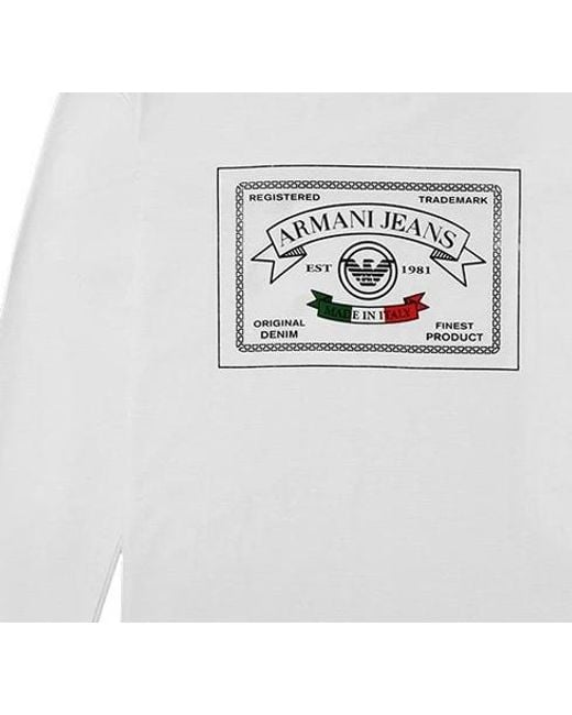 Armani Jeans White T-Shirt With Round Neck And Long Sleeves for men