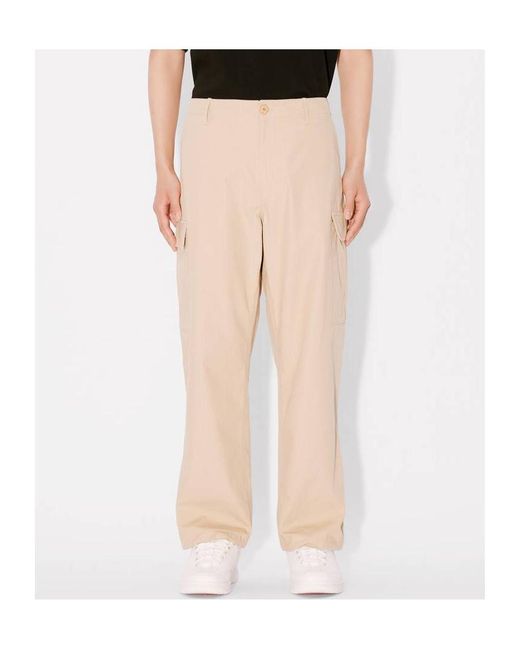 KENZO Natural Cargo Workwear Pants for men