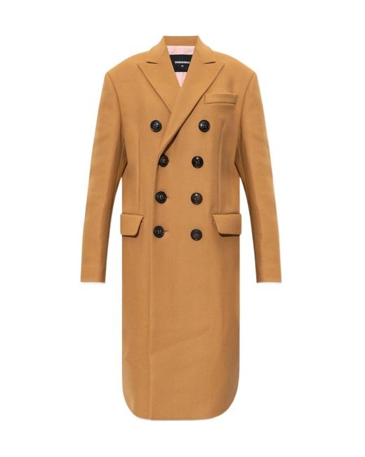 DSquared² Natural Double-Breasted Long-Sleeve Trench Coat