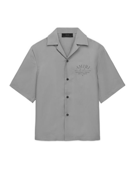 Amiri Gray Logo Printed Short-Sleeved Shirt for men