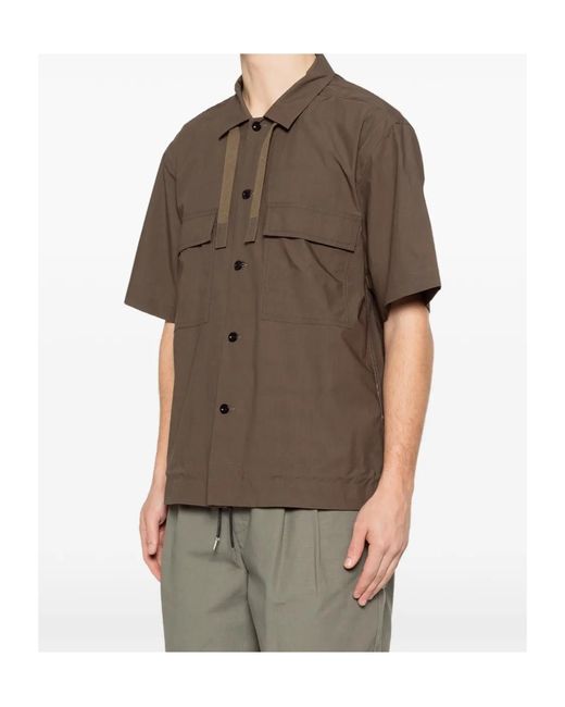 Sacai Green Short-Sleeved Shirt for men