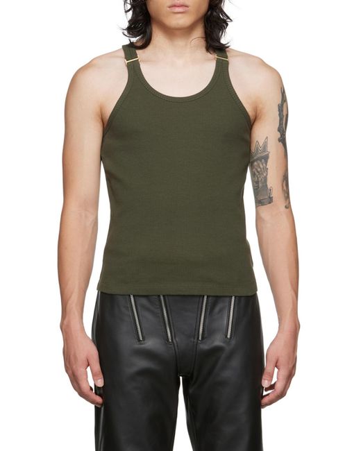 Dion Lee Green E-Hook Ribbed Tank Top for men