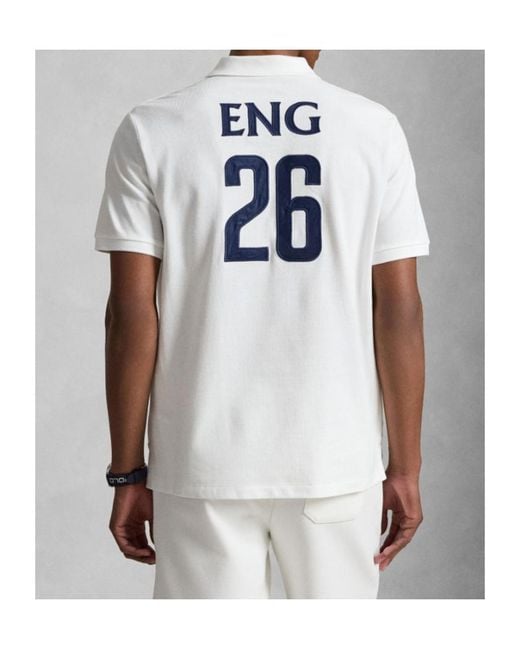 Polo Ralph Lauren White England Crest Short-Sleeved Polo Shirt for men