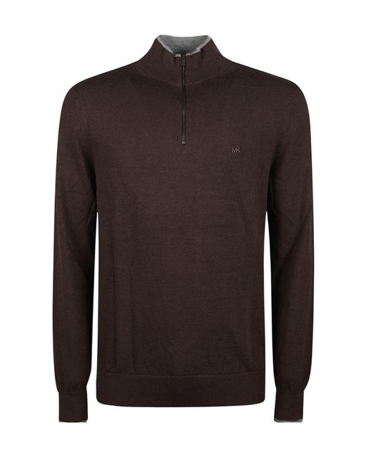 Michael Kors Brown Half Zip Sweater for men