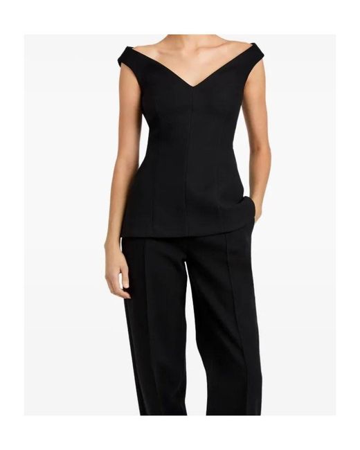 Proenza Schouler Black Mariam V-Neck Top