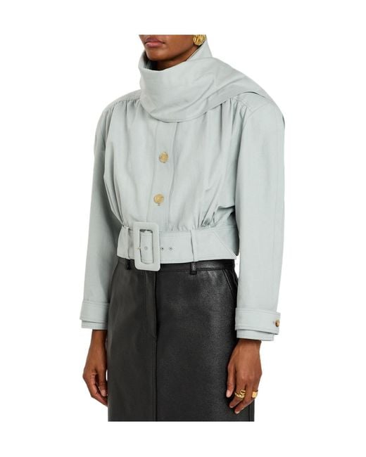 Chloé Blue Scarf-Effect Linen And Cotton-Blend Jacket