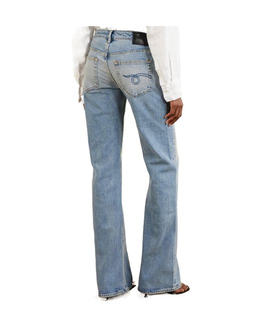 R13 Blue Flare Low-Rise Jeans