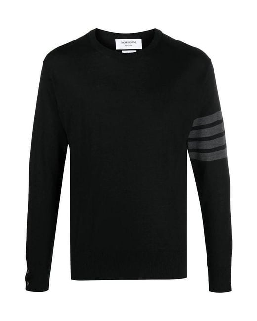 Thom Browne Black Bar Crewneck Jumper for men
