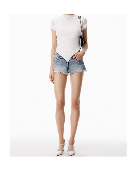 Alexander Wang Blue Zipped V-Waist Shorts