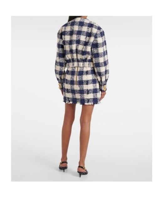 Balmain Blue Checked Tweed Jacket