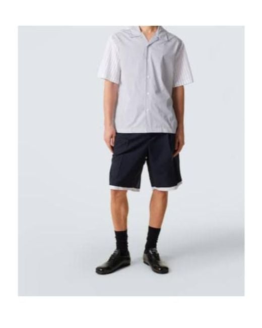 Jil Sander Blue Striped Cotton Bowling Shirt for men