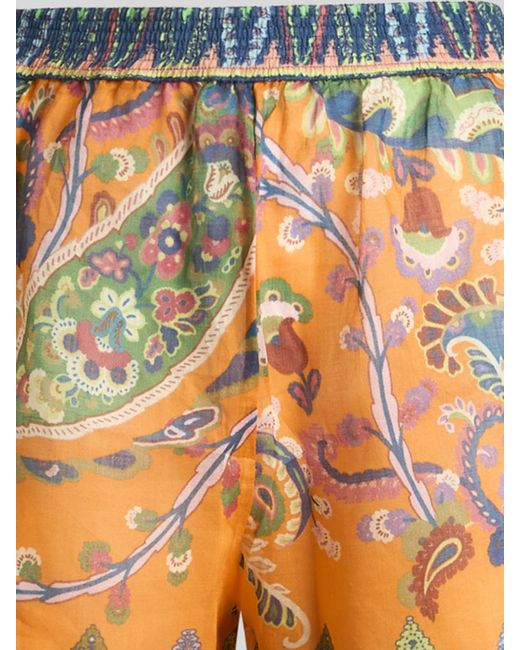 Etro Orange Pattern-Printed Shorts