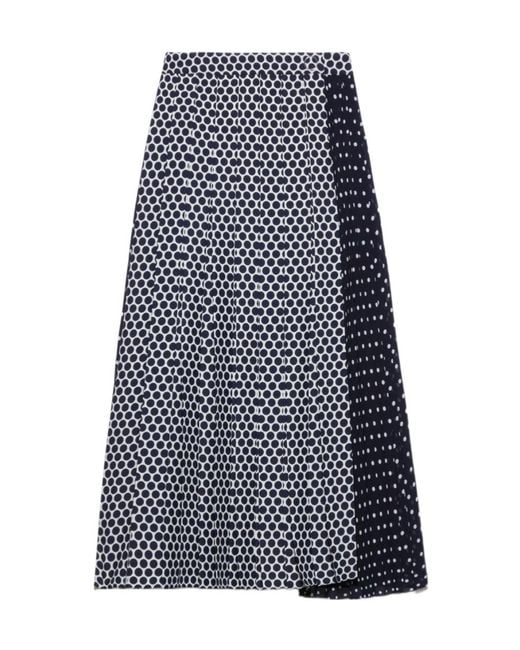 MAX&Co. Blue Pleated Polka-Dot Wrap Skirt