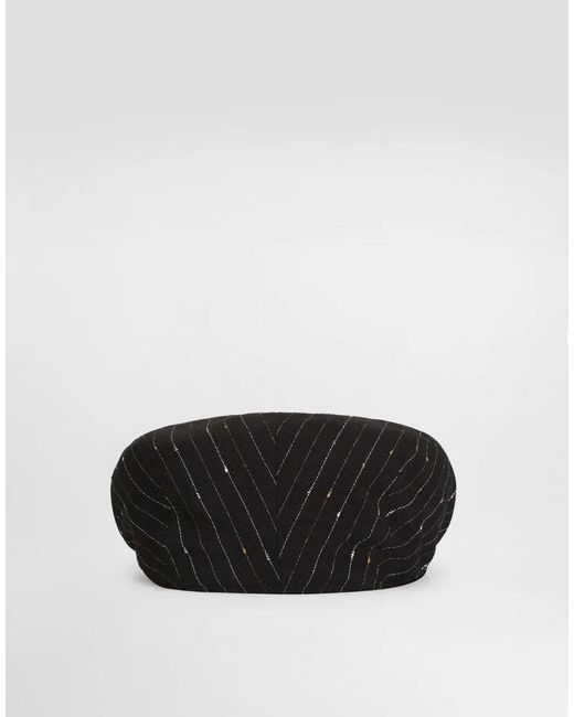 Dolce & Gabbana Black Pinstripe Flat Cap Hat for men